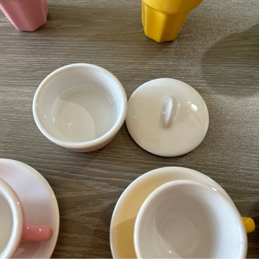 Porcelain Tea Set Child’s Doll Dessert Fountain Pastels, 15pc/lid mini - Picture 9 of 12